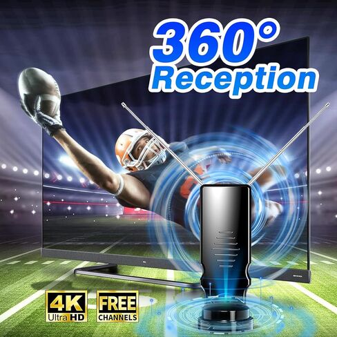 هوائي تلفزيون داخلي على شكل أذن أرنب للتلفزيون الذكي، هوائي HDTV رقمي مع ثنائيات أقطاب قابلة للتعديل، هوائي OTA ATSC VHF UHF للقنوات المحلية المجانية، استقبال قوي، إعداد سهل، 4K 1080p جاهز in Kuwait