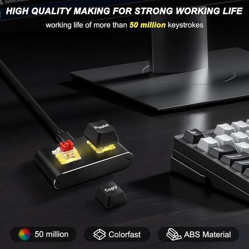 XMSJSIY Copy and Paste Keyboard Mini 2 Key Keypad USB Type-C PC Hot Swap One Handed Mechanical Gaming RGB Backlit Keypad for Gaming Office Media in Saudi Arabia