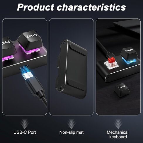 XMSJSIY Copy and Paste Keyboard Mini 2 Key Keypad USB Type-C PC Hot Swap One Handed Mechanical Gaming RGB Backlit Keypad for Gaming Office Media in Saudi Arabia