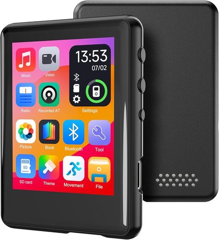 MP3 Player with Bluetooth 5.4,Portable Music Player with Speaker,FM Radio,Voice Recording,for Kids, Full Touch Screen Easy to Use,Max 512GB Expand, Earphones Included in Saudi Arabia