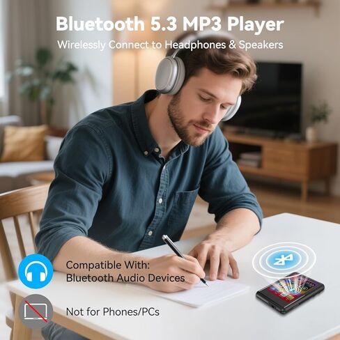 MP3 Player with Bluetooth 5.4,Portable Music Player with Speaker,FM Radio,Voice Recording,for Kids, Full Touch Screen Easy to Use,Max 512GB Expand, Earphones Included in Saudi Arabia