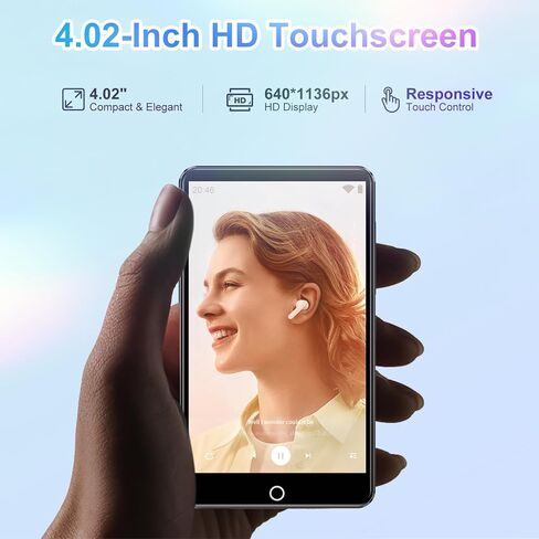 MP3 Player with Bluetooth and WiFi, 80GB Storage Android OS Spotify MP4 Player with Rear Camera, 4.02" Touch Screen Music Player with Built-in Speaker, FM Radio, Vido Playback in Saudi Arabia