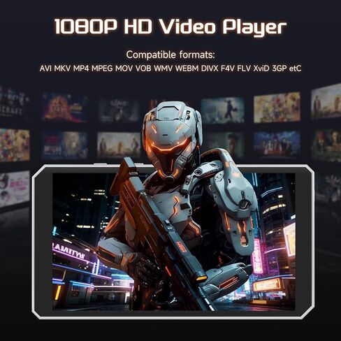 مشغل Mecha MP3 للأطفال بسعة 96 جيجابايت مع مراقبة أبوية، مشغل وسائط متدفقة Android 14 MP3 مع Spotify، Audible، Libby، متجر Play، مشغل موسيقى WiFi مع مكبر صوت يصل إلى 1 تيرابايت in Kuwait