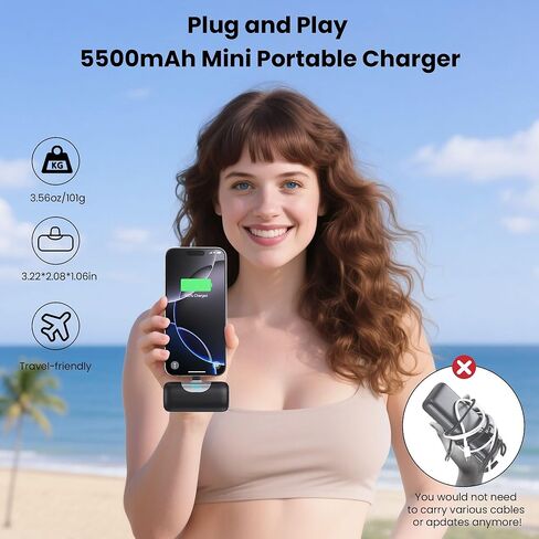 Mini Portable Charger for iPhone 17/16/15 Series,Upgraded 5500mAh PD Fast Charging USB-C Power Bank,Travel Pocket Size Portable Phone Charger for iPhone17/17Pro/17Pro Max/Air/16/15,Samsung,Android etc in Saudi Arabia