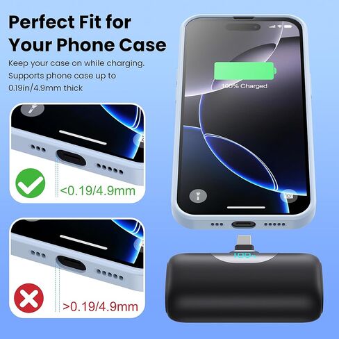 Mini Portable Charger for iPhone 17/16/15 Series,Upgraded 5500mAh PD Fast Charging USB-C Power Bank,Travel Pocket Size Portable Phone Charger for iPhone17/17Pro/17Pro Max/Air/16/15,Samsung,Android etc in Saudi Arabia