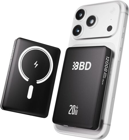 شاحن محمول BBD Magsafe، بنك طاقة لاسلكي بقدرة 12000 مللي أمبير في الساعة مع كابل USB-C، بنك طاقة مغناطيسي شحن سريع PD 20 وات، حزمة بطارية Magsafe الأساسية للسفر لهاتف iphone 17/16/15/14/13/12 Series 1Pack in Saudi Arabia