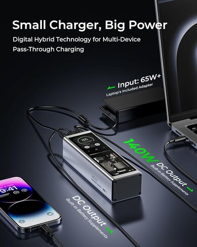 TALIX 140W Power Bank, 20000mAh Laptop Power Bank, PD 3.1 Fast Charging Portable Charger with 3 Ports, Digital Display, Battery Pack for MacBook, Lenovo, Dell, iPhone, Samsung, TSA Approved in Kuwait