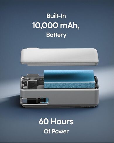 myCharge RetractaCharger 10000mAh Portable Charger Power Bank with 28-Inch Retractable USB-C Cable | Built-in Wall Plug | 30W PD Fast Charging | USB-C & A Ports | Digital Display | Grey in Saudi Arabia