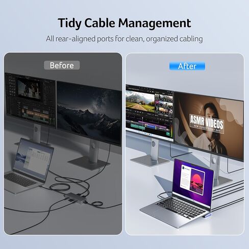 قاعدة شحن آيسر 3 شاشات، قاعدة شحن للكمبيوتر المحمول 11 في 1 مع DP 8K + HDMI مزدوج 4K@60 هرتز، إيثرنت، بيانات 10 جيجابت في الثانية، 100 وات PD، SD/TF، ​​قاعدة USB C مع كابل قابل للفصل لأجهزة Acer/Dell/Mac/HP in Kuwait