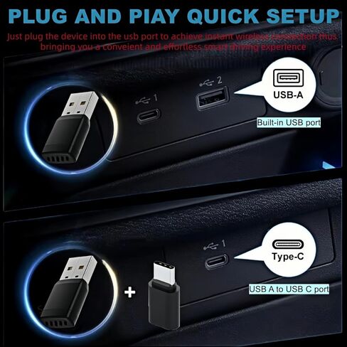 محول CarPlay اللاسلكي لهواتف iPhone، محول تشغيل السيارة بتقنية WiFi من الألومنيوم 6-2.4 جيجا هرتز، إعداد سريع، اتصال مستقر، التحكم في Siri/Google، الموسيقى عبر الإنترنت، Carplay لـ Android Auto in Kuwait