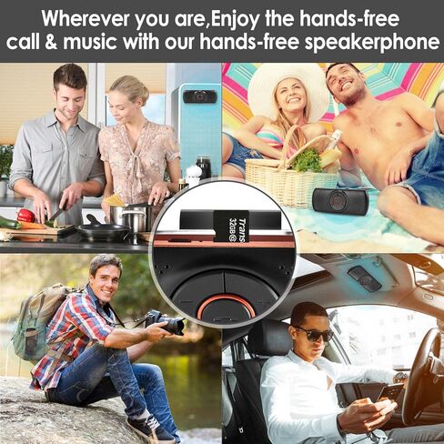Bluetooth Visor Clip Car Speaker,TIANSHILI Wireless Handsfree Speakerphones, Stereo Sound Enhanced Bass/Built-in Mic/TF Card Player/Google Assistant Voice Command Portable Speakers in Saudi Arabia