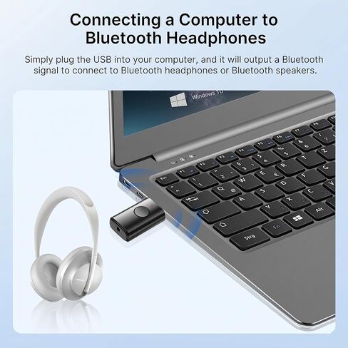 Bluetooth 6.0 Audio Adapter, 2-in-1 Wireless USB Transmitter&Receiver with Noise-Canceling Mic, 3.5mm AUX Dongle for Car Stereo, TV, PC&Home Audio, Plug and Play in Saudi Arabia