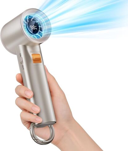 Portable Handheld Turbo Fan for Outdoor- 5000mah Mini Handheld Personal Pocket Fan for Powerful Airflow Wind - 20Hrs,100 Speeds Adjustable-Digital Display,Gifts for Travel,Outdoor Activites (Grey) in Saudi Arabia