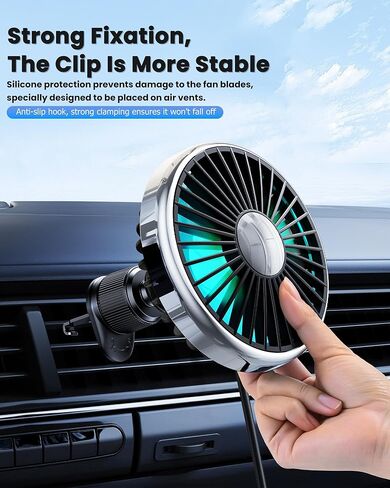 USB Car Fan, Electric Fan for Air Vent, Personal Vehicle Fan, Mini Air Circulator for Sedan, SUV, Truck, Van, 3-Speed Adjustable, Powerful Airflow. in Saudi Arabia