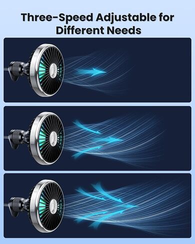 USB Car Fan, Electric Fan for Air Vent, Personal Vehicle Fan, Mini Air Circulator for Sedan, SUV, Truck, Van, 3-Speed Adjustable, Powerful Airflow. in Saudi Arabia