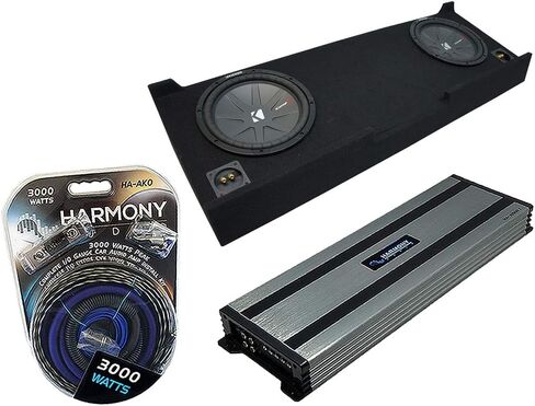 Harmony Audio Compatible with 2007-2013 GMC Sierra Crew Cab Truck Kicker Bundle CompR CWR10 Dual 10" Sub Box Enclosure & Harmony HA-A1500.1 Amp in Saudi Arabia