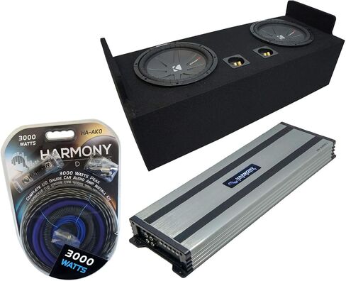 Harmony Audio Compatible with 1982-2004 Chevy S-10 Extended Cab Truck Kicker Bundle CompR CWR12 Dual 12" Sub Box Enclosure & Harmony HA-A1500.1 Amp in Saudi Arabia
