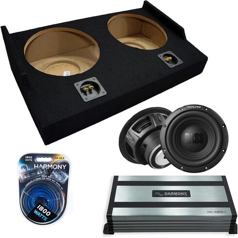 Harmony Audio Alpine متوافق مع 2009-2014 Ford F150 Super Crew Cab Truck W12S4 مزدوج 12 بوصة مضخم صوت 500 وات محملة حزمة صندوق فرعي مختوم | HA-A800.1 مضخم صوت 800 وات، مجموعة أسلاك 4GA أمبير in Saudi Arabia