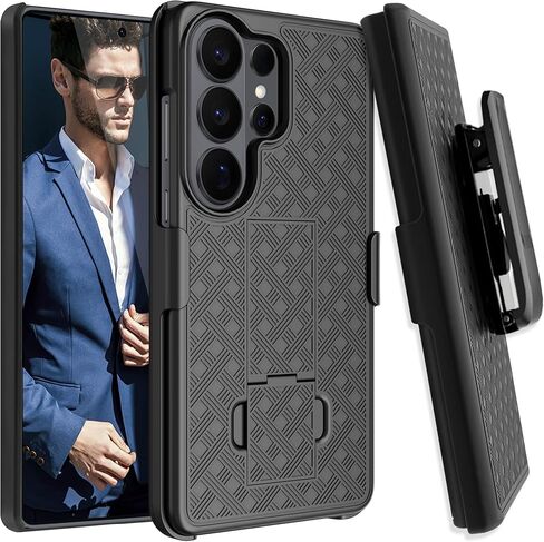 Fingic for Samsung Galaxy S26 Ultra Case with Belt Clip Holster Case Slim Combo Shell with Kickstand Swivel Holster Rugged Shockproof Antiscratch Full Body Protective for Galaxy S26 Ultra 6.9", Black in Saudi Arabia