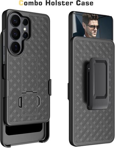 Fingic for Samsung Galaxy S26 Ultra Case with Belt Clip Holster Case Slim Combo Shell with Kickstand Swivel Holster Rugged Shockproof Antiscratch Full Body Protective for Galaxy S26 Ultra 6.9", Black in Saudi Arabia
