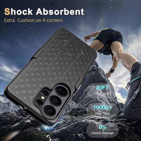 Fingic for Samsung Galaxy S26 Ultra Case with Belt Clip Holster Case Slim Combo Shell with Kickstand Swivel Holster Rugged Shockproof Antiscratch Full Body Protective for Galaxy S26 Ultra 6.9", Black in Saudi Arabia