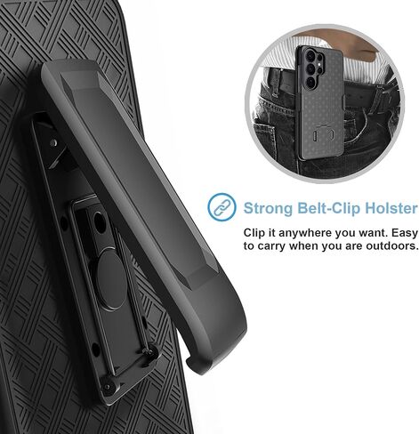 Fingic for Samsung Galaxy S26 Ultra Case with Belt Clip Holster Case Slim Combo Shell with Kickstand Swivel Holster Rugged Shockproof Antiscratch Full Body Protective for Galaxy S26 Ultra 6.9", Black in Saudi Arabia