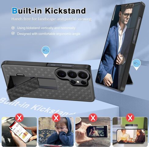 Fingic for Samsung Galaxy S26 Ultra Case with Belt Clip Holster Case Slim Combo Shell with Kickstand Swivel Holster Rugged Shockproof Antiscratch Full Body Protective for Galaxy S26 Ultra 6.9", Black in Saudi Arabia