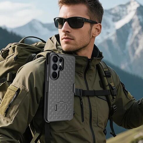 Fingic for Samsung Galaxy S26 Ultra Case with Belt Clip Holster Case Slim Combo Shell with Kickstand Swivel Holster Rugged Shockproof Antiscratch Full Body Protective for Galaxy S26 Ultra 6.9", Black in Saudi Arabia