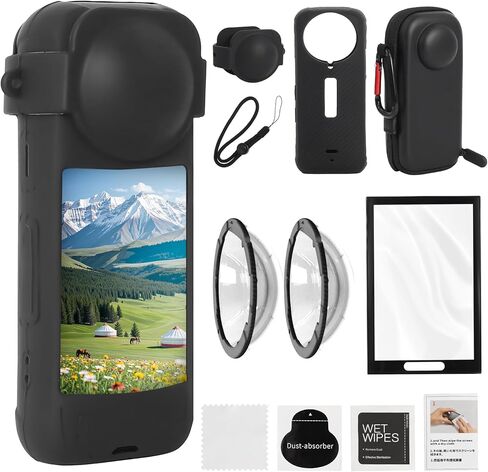 Lens Guard Compatible with Insta360 ONE X2 Screen Protector Kit, Olephobic Fingerprint-proof Screen Protector Screen Tempered Film, Transparent Clear Lens (2Pcs Lens Guard & 4Pcs Screen Protector) in Saudi Arabia
