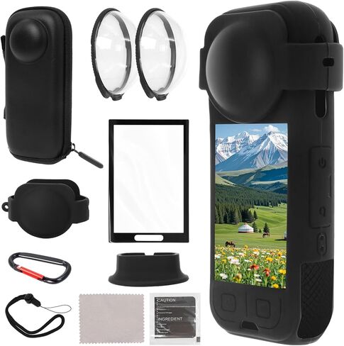 Lens Guard Compatible with Insta360 ONE X2 Screen Protector Kit, Olephobic Fingerprint-proof Screen Protector Screen Tempered Film, Transparent Clear Lens (2Pcs Lens Guard & 4Pcs Screen Protector) in Saudi Arabia