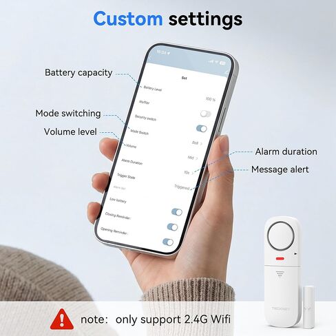 TECKNET Door Alarms When Opened, 2.4G WiFi Smart Door Sensor Alarm & Chime, App Alerts, Door Alarms for Kids Safety, Wireless Window Alarms for Home Security Systems for House, Pool, Sheds, 2 PCS in Saudi Arabia