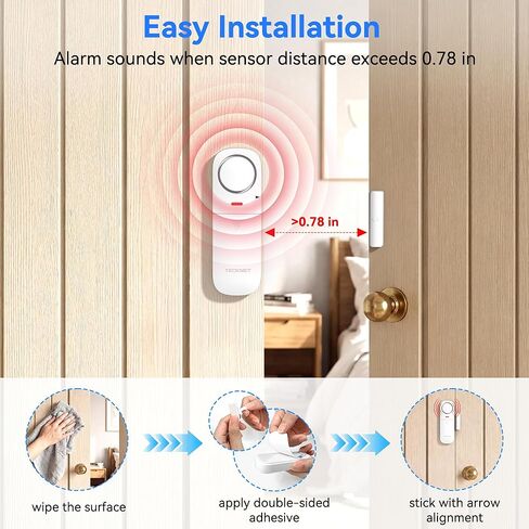 TECKNET Door Alarms When Opened, 2.4G WiFi Smart Door Sensor Alarm & Chime, App Alerts, Door Alarms for Kids Safety, Wireless Window Alarms for Home Security Systems for House, Pool, Sheds, 2 PCS in Saudi Arabia