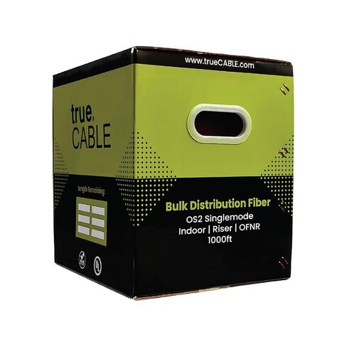 TRUE CABLE 6 Strand Fiber Indoor Distribution Cable, Yellow, 1000 Feet (305m), OS2 Single Mode Riser Rated (OFNR), 9/125 Micron, G657.A1, Tight Buffer, UL Listed, Bulk Fiber Optic in Saudi Arabia