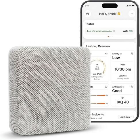 Layla Smart Home Agent — 9-in-1 Smart Sensor, Noise & Motion Detector, Air Quality Monitor with CO2, bVOC, Humidity & Energy Tracking | AC Controller, Works with Alexa & Google Home | No Subscription in Saudi Arabia