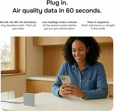 Layla Smart Home Agent — 9-in-1 Smart Sensor, Noise & Motion Detector, Air Quality Monitor with CO2, bVOC, Humidity & Energy Tracking | AC Controller, Works with Alexa & Google Home | No Subscription in Saudi Arabia