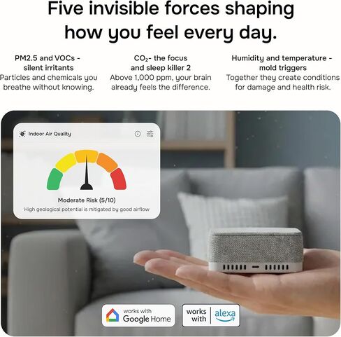 Layla Smart Home Agent — 9-in-1 Smart Sensor, Noise & Motion Detector, Air Quality Monitor with CO2, bVOC, Humidity & Energy Tracking | AC Controller, Works with Alexa & Google Home | No Subscription in Saudi Arabia