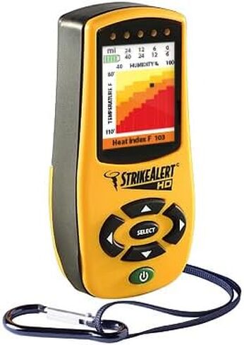 Strike Alert HD Field Personal Lightning Detector with Warmth Stress Monitor, 360-Degree, 40 Miles Tracking, Color-Coded LED Alerts in Saudi Arabia
