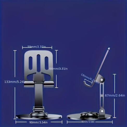 360° Rotating Aluminum Phone Stand, Compact Folding Desktop Holder, Suitable for All Smartphones & Tablets, Modern Accessory for Office, Home, and Car Use (Grey 1pc) in Saudi Arabia