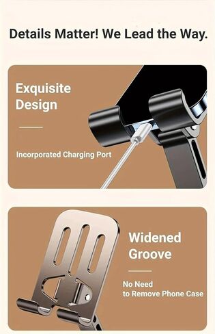 360° Rotating Aluminum Phone Stand, Compact Folding Desktop Holder, Suitable for All Smartphones & Tablets, Modern Accessory for Office, Home, and Car Use (Grey 1pc) in Saudi Arabia