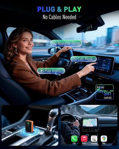 محول CarPlay اللاسلكي لهاتف iPhone، 2026، محول لاسلكي Android Auto CarPlay 2 في 1، تحويل سلكي إلى لاسلكي، سريع ومستقر، التوصيل والتشغيل، متوافق مع سيارات CarPlay السلكية من المصنع 2016+ in Kuwait