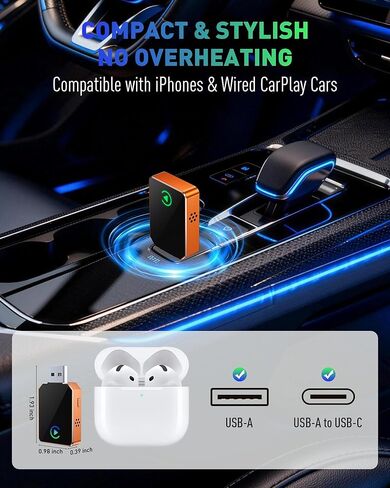 محول CarPlay اللاسلكي لهاتف iPhone، 2026، محول لاسلكي Android Auto CarPlay 2 في 1، تحويل سلكي إلى لاسلكي، سريع ومستقر، التوصيل والتشغيل، متوافق مع سيارات CarPlay السلكية من المصنع 2016+ in Kuwait