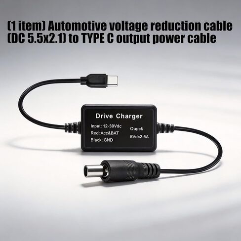 9 فولت / 12 فولت / 24 فولت Dc5521 إلى USB C محول خفض الجهد 5 فولت 2.5 أمبير لأجهزة توجيه السيارة CCTV سلك طاقة الكاميرا in Kuwait