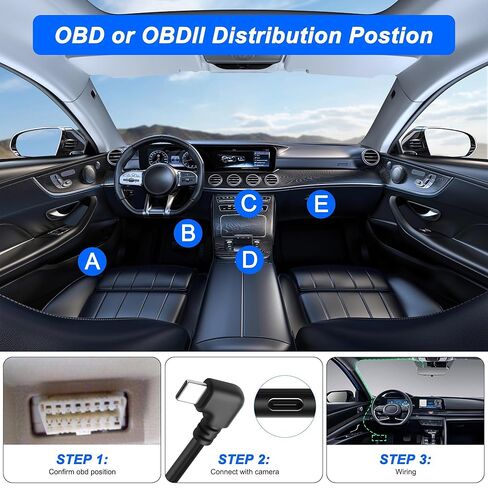 xmsjsiy obd كابل الطاقة لكاميرا داش 90 درجة الزاوية اليمنى نوع c إلى obd كابل مراقبة وقوف السيارات 12 فولت - 24 فولت إلى 5 فولت مجموعة أسلاك كاميرا لوحة القيادة مع عرض الجهد وحماية الجهد المنخفض - 3.5 متر / 11.48 قدم in Saudi Arabia