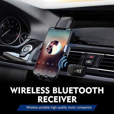 Car USB Bluetooth Receiver, LED Display 5.3 Chip Wireless Audio Adapter with USB Interface and 0.13" Audio Jack, Adjustable FM AUX Transmitter, Universal for Car Stereo Sound (Black) in Saudi Arabia