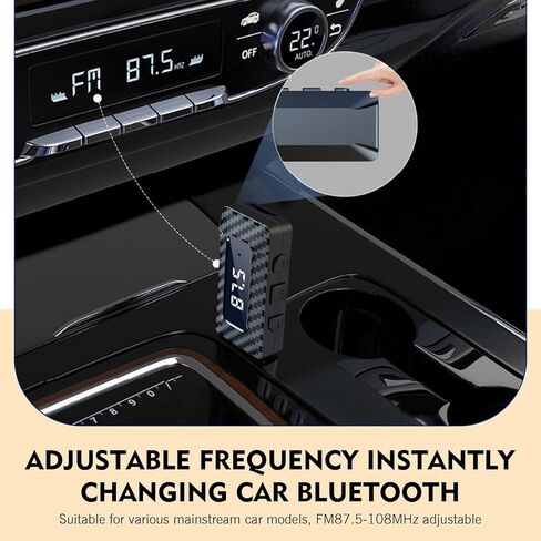 Car USB Bluetooth Receiver, LED Display 5.3 Chip Wireless Audio Adapter with USB Interface and 0.13" Audio Jack, Adjustable FM AUX Transmitter, Universal for Car Stereo Sound (Black) in Saudi Arabia