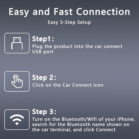 محول CarPlay لاسلكي 2 في 1 ومحول Android Auto - متوافق مع 98% من المركبات التي تدعم CarPlay (iOS 9+) - التوصيل والتشغيل، الاتصال التلقائي in Kuwait