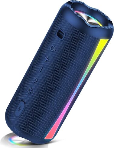 مكبر صوت بلوتوث محمول، مكبر صوت بلوتوث 2026 لاسلكي 5.4 مع أضواء RGB، وقت تشغيل 30 ساعة مع باس عميق، IP7 مقاوم للماء، اقتران TWS، مكبر صوت محمول للسفر/الحفلة/المنزل/الهدايا، أزرق in Saudi Arabia