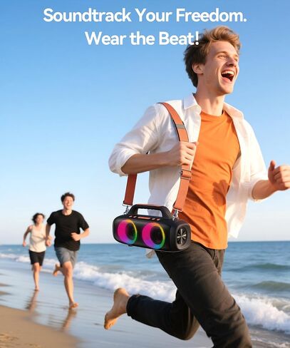 BassBloom Roar 1 مكبر صوت بلوتوث محمول، صوت قوي 60 وات مع JIKE Bass، IPX6 مقاوم للماء، وقت تشغيل 24 ساعة، بلوتوث 5.4، أضواء حفلات RGB، اقتران ستيريو لاسلكي، السفر في الهواء الطلق للتخييم والشاطئ in Kuwait