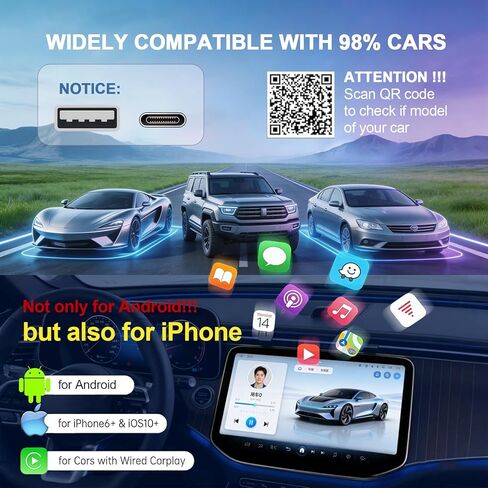2026 Newly Upgraded Wireless CarPlay Adapter: Plug and Play, Stable Connection Without delay-Wired to Wireless, Compatible with Apple iPhone and Android Devices. in Saudi Arabia