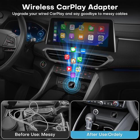 محول Carplay لاسلكي مع تصميم USB صغير جدًا لـ Apple CarPlay وAndroid Auto، دونجل CarPlay مُحسّن لعام 2026 تحويل سلكي إلى لاسلكي، التوصيل والتشغيل، اتصال سريع ومستقر وبدون زمن الوصول in Saudi Arabia